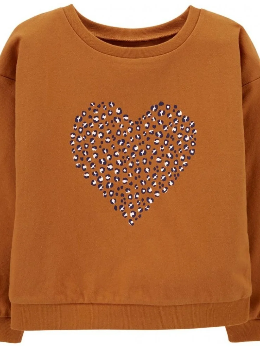 NWT Carter's Girls' Leopard Heart Pullover Sweatshirt - Rust Copper Brown